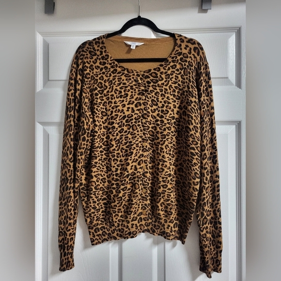 NWT Time And True Womens Leopard Print Button Up Cardigan Sweater Size XXL - Picture 2 of 7